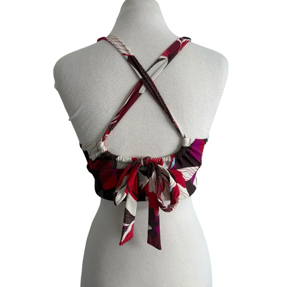 Athleta Plunge Bikini Top D-dd Decadent Chocolate Hero Bloom Large - Picture 9 of 12